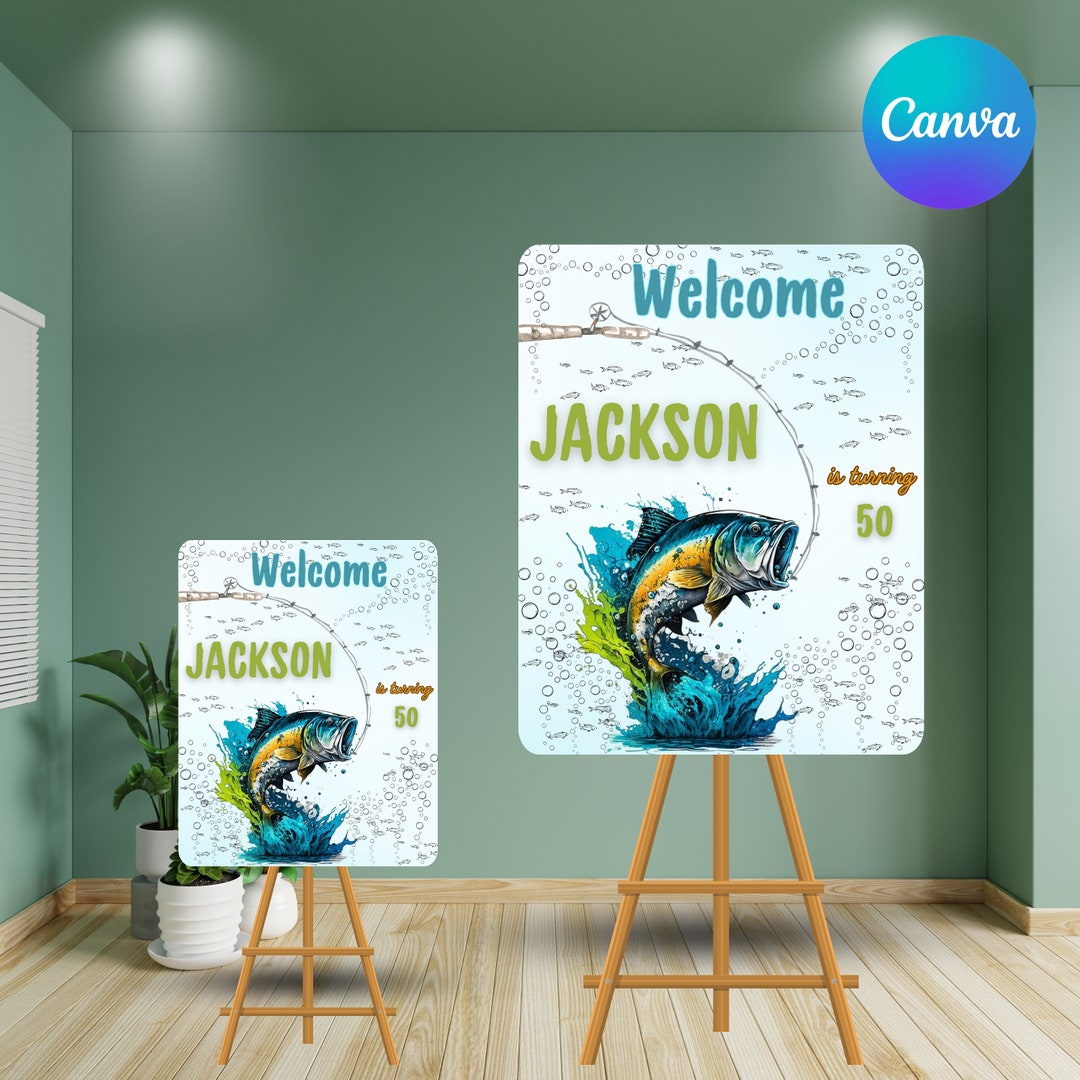 Bass Birthday Welcome Sign: Custom Printable Template (16x20 Inches) - Etsy