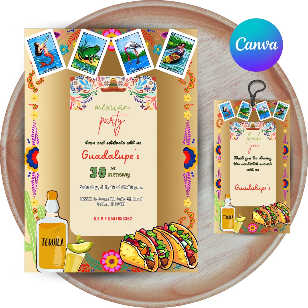Loteria Invitation Template Loteria Invitation Customizable Loteria