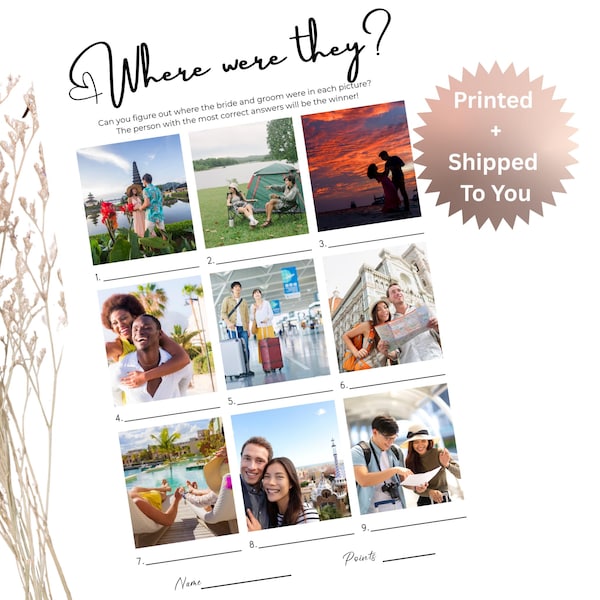 Where Were They? Bridal Shower Game Wedding Activity