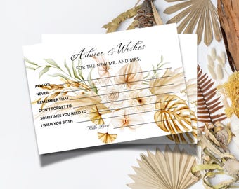 Boho Wedding Advice Cards: Floral Bridal Shower Game (Printed + Shipped)