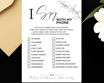 I Spy Wedding Photo Hunt Game: Fun Reception Activity (Instant Download)