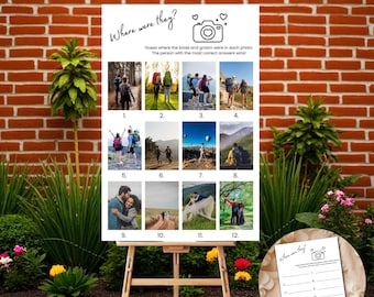 Where Were They Wedding Game: Printed Sign, Bridal Shower, Reception Activity