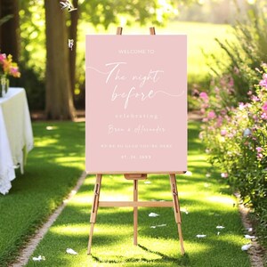 Elegant Blush Pink Welcome Sign for Rehearsal Dinner – White Lettering