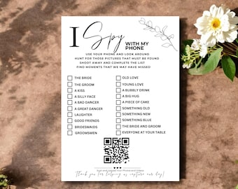 I Spy Wedding Game: Editable Bridal Shower Reception Activity (Canva Template, Digital Download)