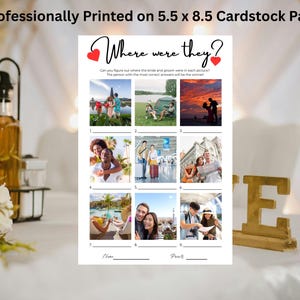 SHIPPED Bridal Shower Game: Where Were They? Wedding Activity image 7