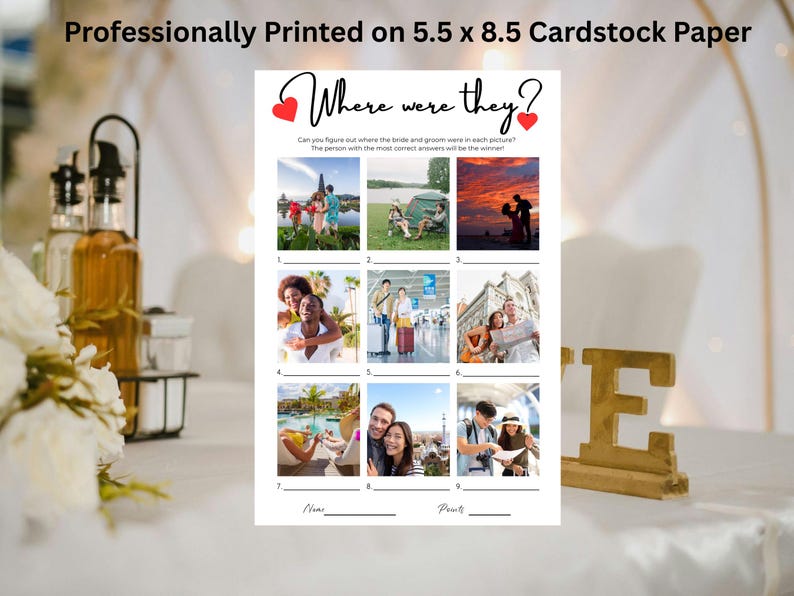 SHIPPED Bridal Shower Game: Where Were They? Wedding Activity image 7