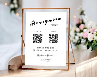 Printed Honeymoon Fund Sign: Modern Minimalist Wedding Decor