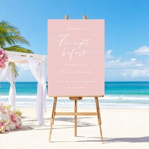 Elegant Blush Pink Welcome Sign for Rehearsal Dinner – White Lettering