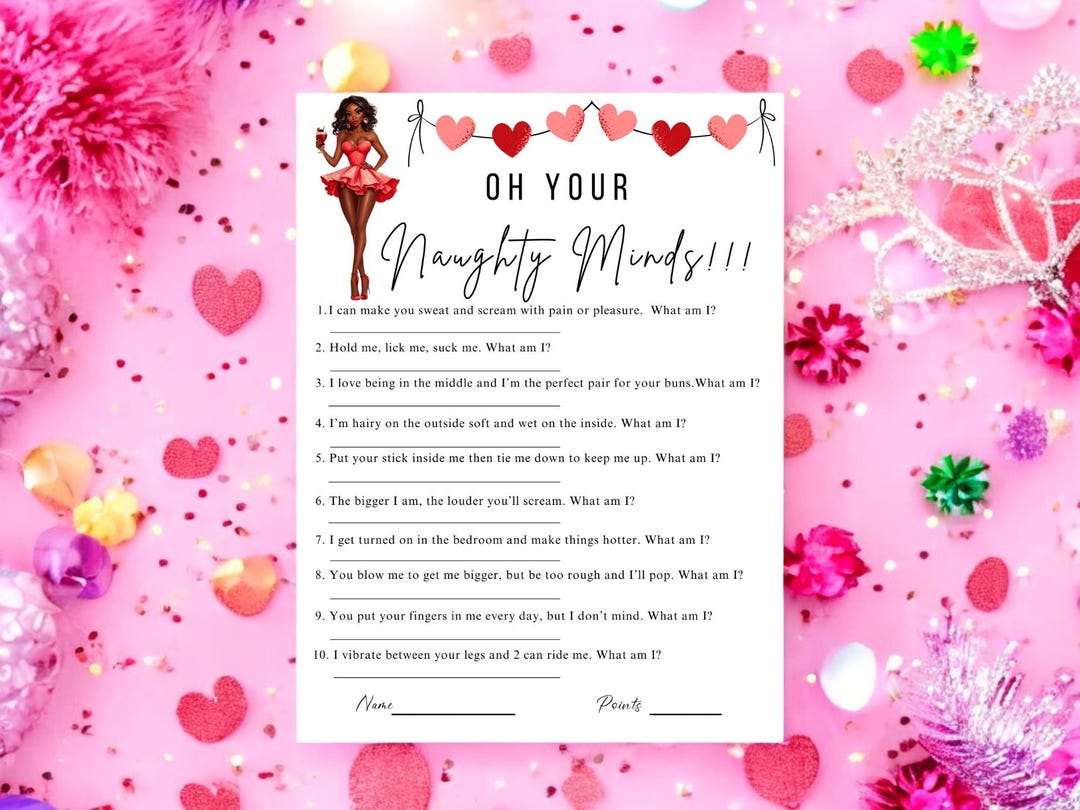 Modern Bridal Shower Game, Printable, Naughty Bridal Shower Game, African American Bridal Shower ...