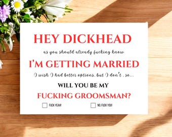 Funny Groomsman Proposal Card: Minimalist Folded Card (INSTANT DOWNLOAD)