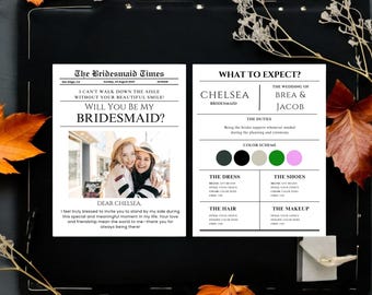 Bridesmaid Proposal Newspaper Card: Printed Wedding Card