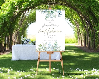 Printed Bridal Shower Welcome Sign: Greenery Floral Design