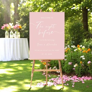 Elegant Blush Pink Welcome Sign for Rehearsal Dinner – White Lettering