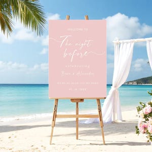 Elegant Blush Pink Welcome Sign for Rehearsal Dinner – White Lettering