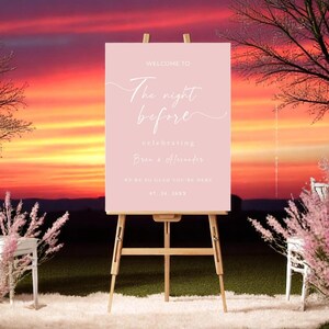 Elegant Blush Pink Welcome Sign for Rehearsal Dinner – White Lettering