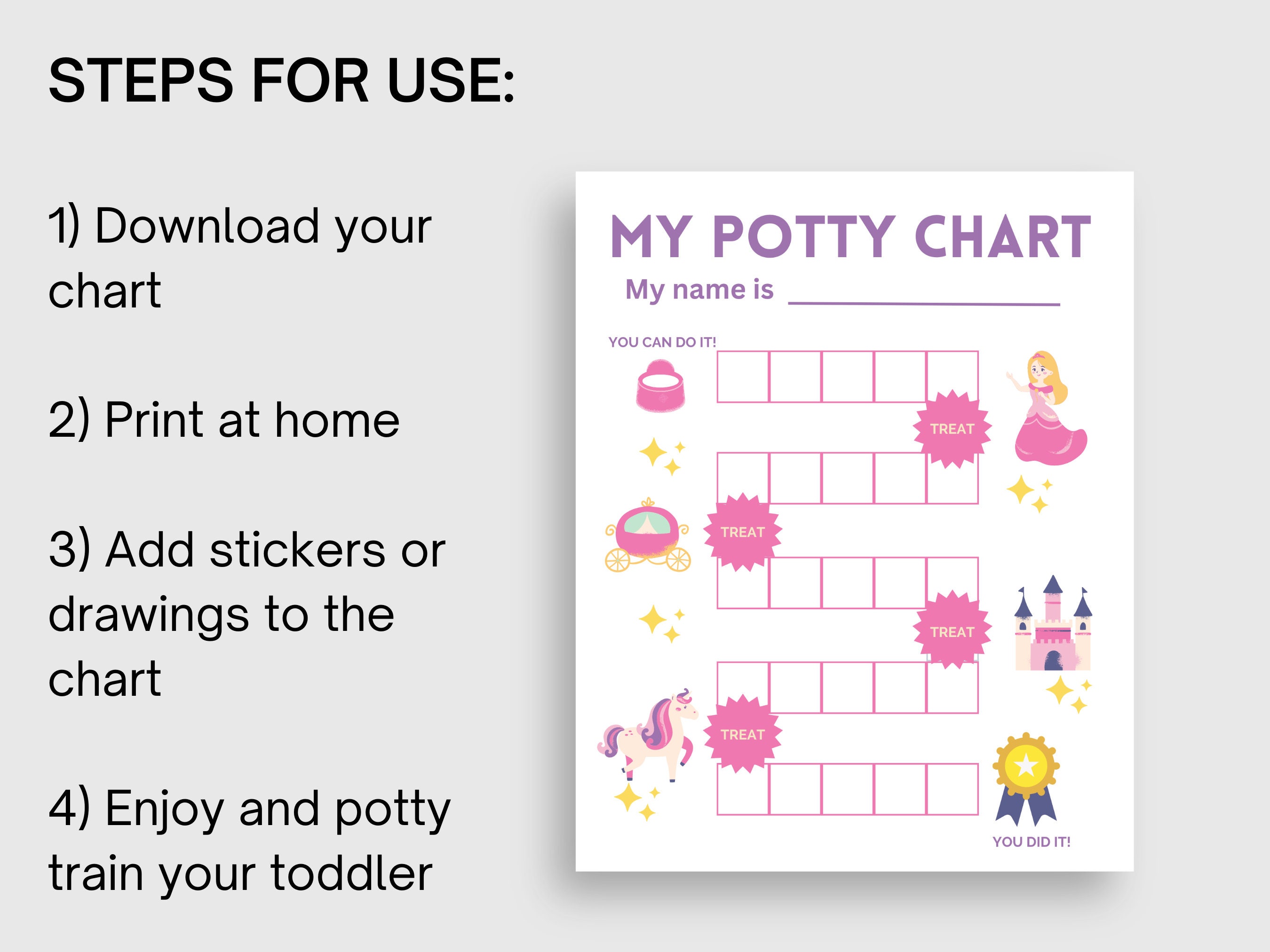 Princess Potty Training Reward Chart Potty Sticker Chart Instant