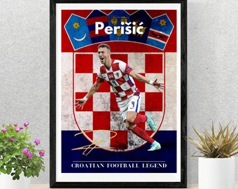 CARTEL DE IVAN PERISIC / Leyenda del fútbol croata / Walkpaper de fútbol / Soccer Deco