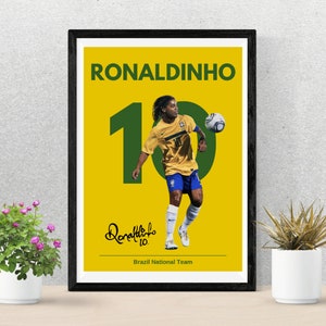 CARTEL DE RONALDINHO / Nacional de Fútbol de Brasil / Soccer Deco / Football Walk Art