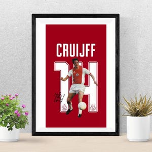 Póster de Johan Cruyff: Arte mural de fútbol / Homenaje al Ajax / Regalo de fútbol para aficionados / Fútbol vintage