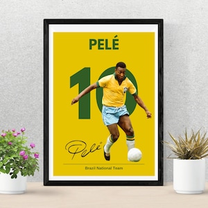PELE POSTER / Selección Nacional de Fútbol de Brasil / Soccer Deco / Football Walk Art