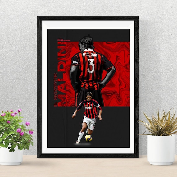 Paolo Maldini AC Milan Poster, Football Legend Art (digital