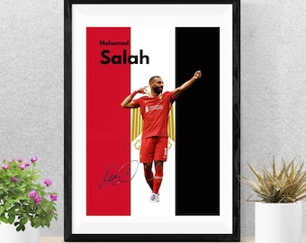 Mo Salah Poster – Football Wall Art | Liverpool Team Tribute | Soccer Gift for Fans | Soocer Vintage