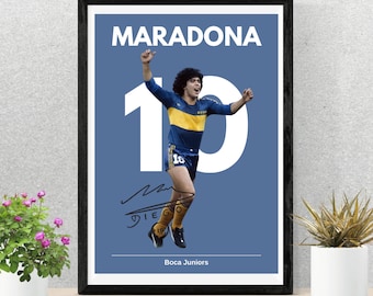 CARTEL DE MARADONA / Equipo de Fútbol Boca Juniors / Soccer Deco / Football Walk Art