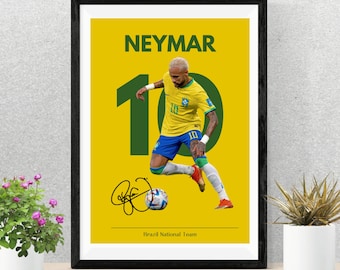 NEYMAR POSTER | Brazil National Soccer Team | Soccer Deco | Football Walk Art