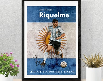 JUAN RAMON RIQUELME Poster | Argentinian Soccer Legend | Football Walkpaper | Soccer Deco