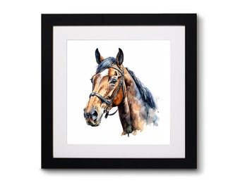 Thoroughbred Horse | Wall Art | Watercolour | Framed Art Print | Pet Portrait | Horse Art | Equestrian Art