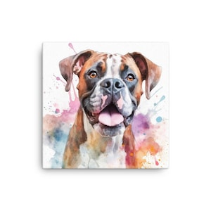 Boxer Dog Print | Wall Art | Watercolour | Canvas Print | Pet Portrait