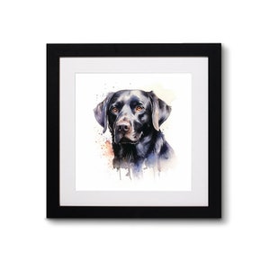 Black Labrador Pet Portrait | Wall Art | Watercolour | Framed Art Print | Pet Portrait
