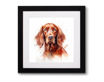 Red Setter Pet Portrait | Wall Art | Watercolour | Framed Art Print | Pet Portrait
