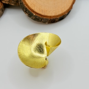 Handmade Gold Floral Statement Ring: Adjustable Brass Cocktail Ring