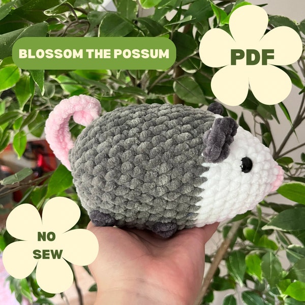 No-Sew Crochet Pattern: Chunky Possum Amigurumi | Instant Download DIY Tutorial | Blossom the Possum PDF file pattern
