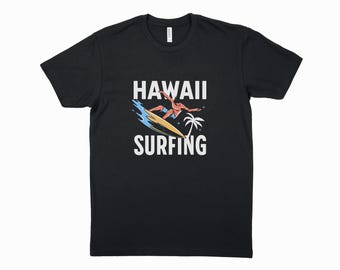 Retro Hawaii Surfing - Graphic Summer Tee for Beach Lovers