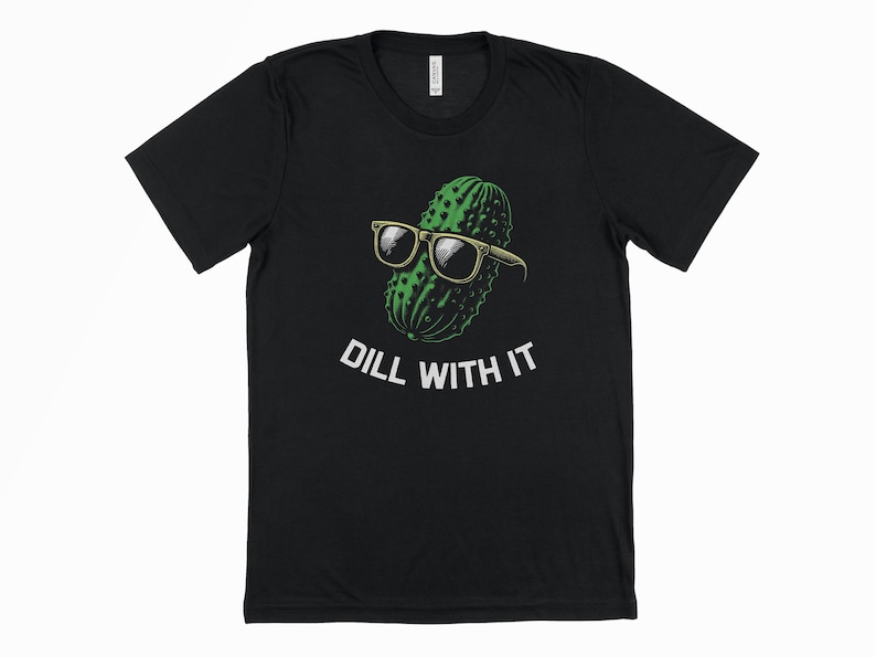a black t - shirt with a green cactus wearing sunglasses