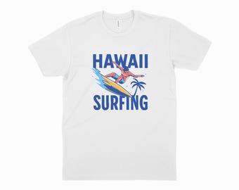 Retro Hawaii Surfing - Graphic Summer Tee for Beach Lovers