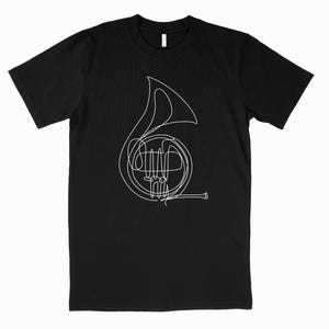 French Horn Drawing Shirt - Musical Art Tee