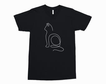 Cat Drawing Shirt – Minimal Retro Style – Fun Gift Tee
