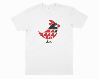 Chemise oiseau géométrique - Motif oiseau moderne du milieu du siècle - T-shirt animalier art folklorique scandinave