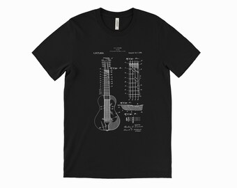Vintage Gitarren T-Shirt – Retro Instrument Patent – Grafik-T-Shirt für Musikliebhaber