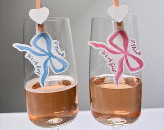 Baby Shower Drink Toppers With Heart Pegs | Gender Reveal Tags | Drink Savers