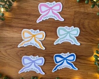 Personalised Event Stickers | Custom Stickers For Invites, Goodie Bags or Decor | Bow Detail
