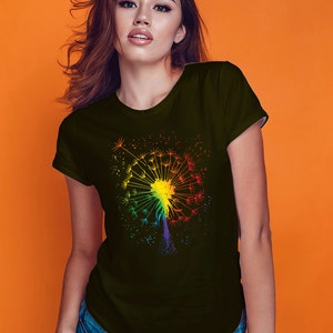 Just Pusteblume Löwenzahn Garten Breathe Regenbogen Blume T-Shirt Chocolate