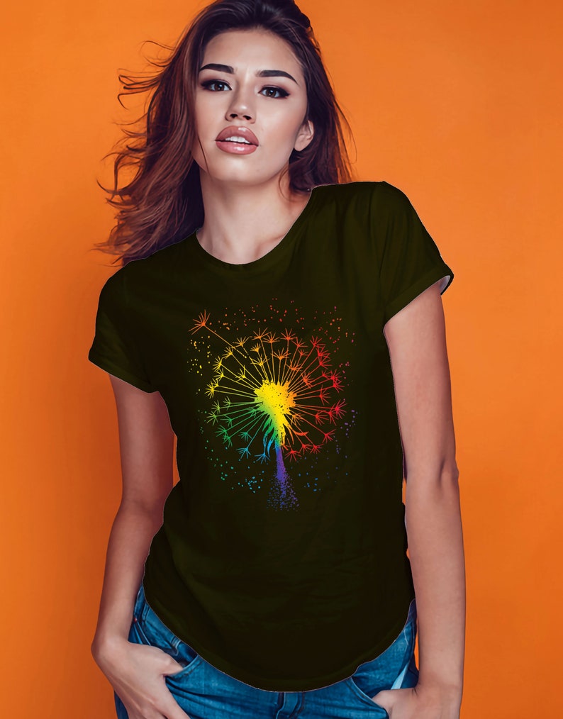 Just Pusteblume Löwenzahn Garten Breathe Regenbogen Blume T-Shirt Bild 5