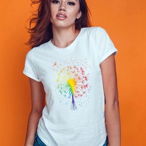 Just Pusteblume Löwenzahn Garten Breathe Regenbogen Blume T-Shirt Bild 4