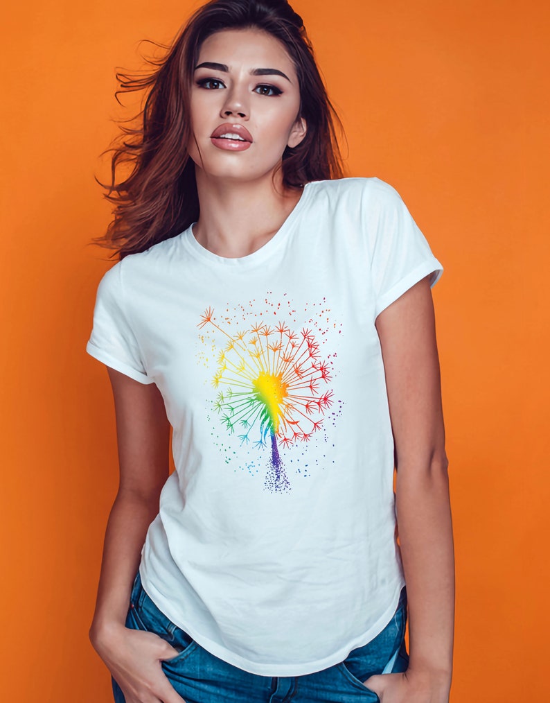 Just Pusteblume Löwenzahn Garten Breathe Regenbogen Blume T-Shirt White