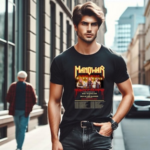 T-shirt Manowar Tour 2025 - Chemise de groupe de heavy metal pour fans - T-shirt de concert unisexe, sweat-shirt et sweat à capuche - Manowar Tour 2025 avec date de tournée