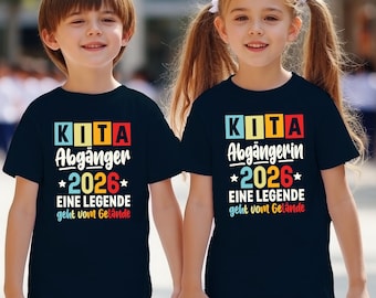 Geschenk schulanfang, kindergarten abschied, Kinder Kita Abgänger oder Abgängerin 2026 Schulkind Einschulung Schule Letzter Tag T-Shirt